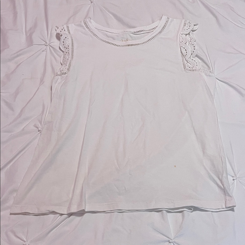 Lilly Pulitzer White Top with Lace Accents